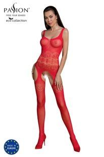Бодистокинг Passion ECO BS005 red, плотный, открытый доступ, имитация подвязок SO7074 фото