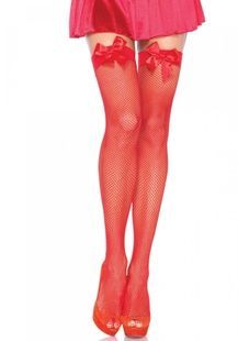 Leg Avenue Fishnet Thigh Highs With Bow OS Red SO7971 фото