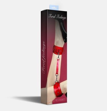 Поножи Feral Feelings - Ankle Restraints, натуральная кожа, красные SO8258 фото