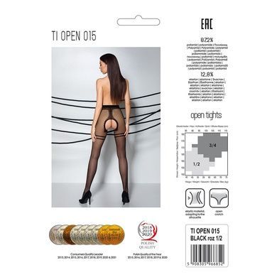 Колготки з відкритим доступом, контрастна подвійна резинка TIOPEN 015 black 1/2 (20 den) &mdash; Passion SO5827 фото