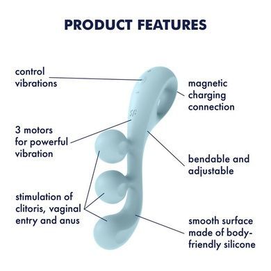Универсальный вибратор Satisfyer Tri Ball 2, 3 мотора, гнется SO7784 фото