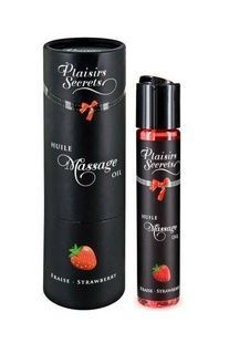 Масажна олія Plaisirs Secrets Strawberry (59 мл) з афродизіаками, їстівна, Подарунковаупаковка SO1842 фото