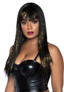 Leg Avenue Long bang wig with tinsel Black/Gold SO7940 фото