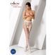 Эротические колготки-бодистокинг Passion S008 white, ажурные колготки с вырезом и лампасами-сеткой PSS008W фото 2