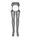 Сетчатые чулки-стокинги с цветочным рисунком Obsessive Garter stockings S207 S/M/L, черные, имитация SO7266 фото 5