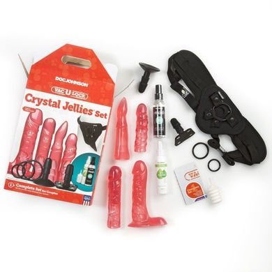 Набір для страпона Doc Johnson Vac-U-Lock Crystal Jellies Set, діаметр 3,8см, 2&times;4,5см, 5,1 см SO1989 фото