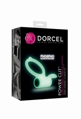 Эрекционное кольцо Dorcel Power Clit White PHOSPHO с вибрацией, белое, светится в темноте MD1397 фото