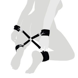 Хрестовина з натуральної шкіри Art of Sex - 4 Way Connector, Чорний SO7480 фото