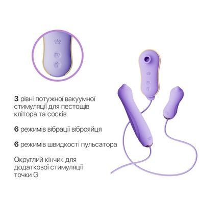 Набор 3в1 Zalo &mdash; UNICORN Set Violet, виброяйцо, пульсатор, вакуумный стимулятор SO6688 фото