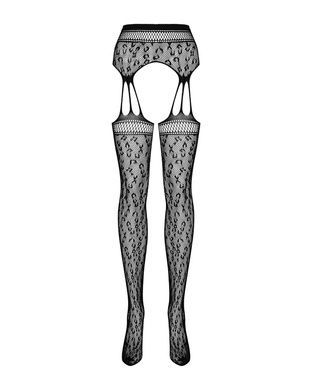 Сетчатые чулки-стокинги под леопард Obsessive Garter stockings S817 S/M/L, имитация гартеров, с дост SO7275 фото