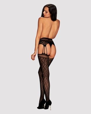 Сетчатые чулки-стокинги под леопард Obsessive Garter stockings S817 S/M/L, имитация гартеров, с дост SO7275 фото