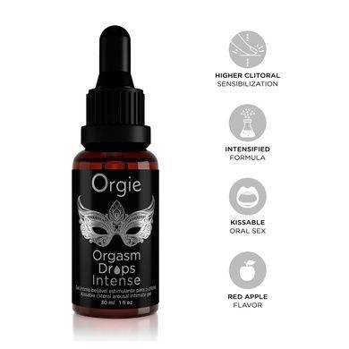 Збуджуючі краплі для клітора Orgie Orgasm Drops Intense, 30 мл, тепло-холод, смак яблука SX1530 фото