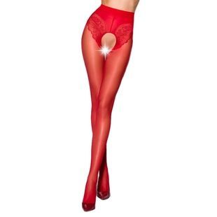 Еротичні колготки TIOPEN 006 red 3/4 (30 den) - Passion, з вирізом, імітація трусиків PS24519 фото