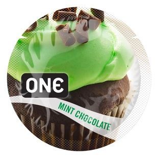 Ароматизований презерватив ONE FlavorWaves Mint Chocolate, 1 шт, зелений, запах м'ятного шоколаду SX0749 фото
