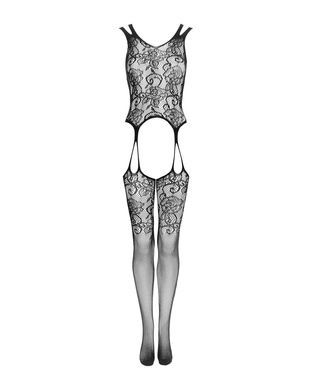 Бодістокінг Obsessive Bodystocking F237 S/M/L, рослинне плетіння, імітація панчіх SO7233 фото