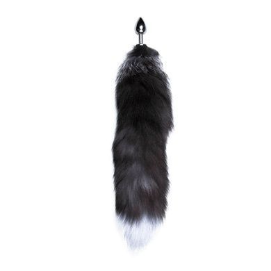 Металева анальна пробка Лисячий хвіст Alive Black And White Fox Tail S SO6321 фото