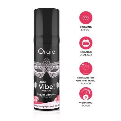 Жидкий вибратор Orgie Dual Vibe! Strawberry Gin & Tonic Kissable Liquid Vibrator, 15 мл SX1489 фото