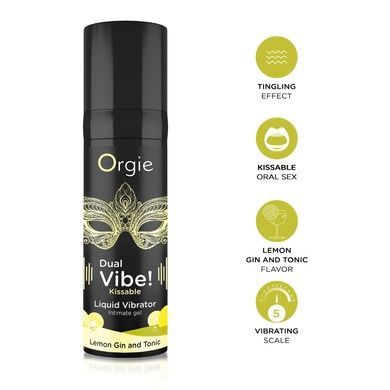 Жидкий вибратор Orgie Dual Vibe! Lemon Gin And Tonic Kissable Liquid Vibrator, 15 мл SX1490 фото