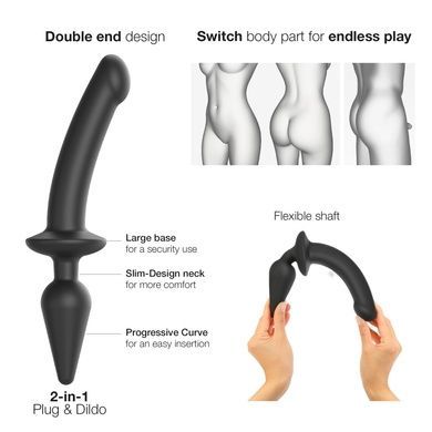 Анальна пробка з дилдо Strap-On-Me SWITCH PLUG-IN SEMI-REALISTIC DILDO BLACK - S SO6826 фото