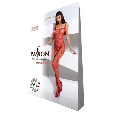 Бодистокинг Passion BS071 red, комбинезон на бретелях PBS071R фото