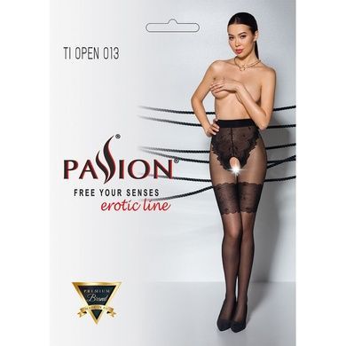 Колготки с открытым доступом, ажурные трусики и подвязки TIOPEN 013 black 3/4 (20/40 den) &mdash; Passion SO5817 фото