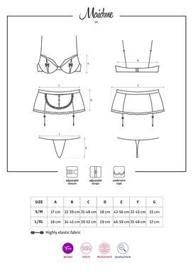 Еротичний костюм покоївки Obsessive Maidme set 5pcs L/XL, бюстгальтер, пояс з фартухом, панчохи, стр SO7291 фото