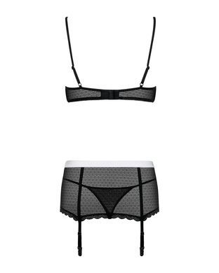 Еротичний костюм покоївки Obsessive Maidme set 5pcs L/XL, бюстгальтер, пояс з фартухом, панчохи, стр SO7291 фото
