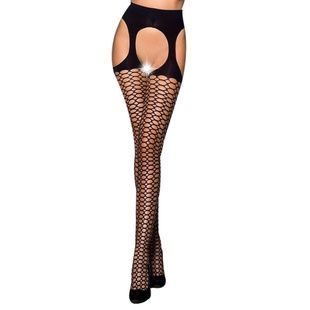 Эротические колготки TIOPEN 004 black 3/4 (fishnet 40 den) - Passion, имитация чулок и пояса PS24507 фото