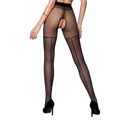 Колготки с открытым доступом, имитация чулок TIOPEN 014 black 5 (20 den) &mdash; Passion SO5824 фото