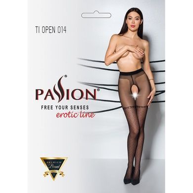 Колготки с открытым доступом, имитация чулок TIOPEN 014 black 5 (20 den) &mdash; Passion SO5824 фото