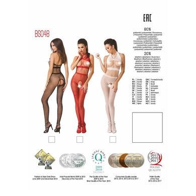 Бодистокинг Passion BS048 red, комбинезон, имитация колгот и открытого топа PBS048R фото