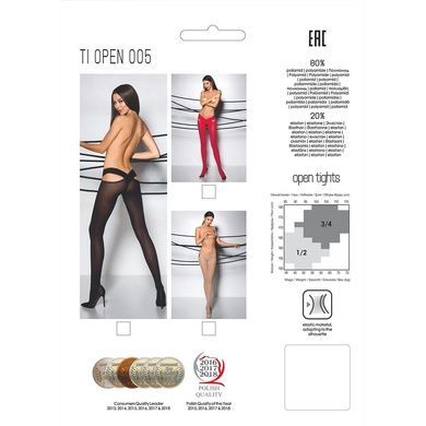 Эротические колготки TIOPEN 005 nero 3/4 (60 den) - Passion, с вырезом, оригинальный пояс PS24509 фото