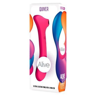 Вібратор та вакуумний кліторальний стимулятор 2-в-1 Alive Quiver Magenta Pink оновлена SO6017 фото